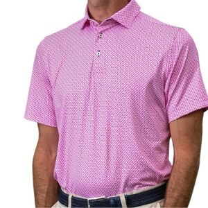 Stitch Golf Activewear Polo Men’s Shirt Size M/L in Pink